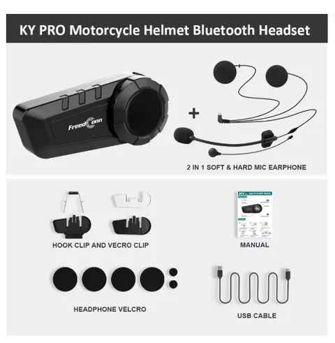 FreedConn KY Pro Bluetooth Motorcycle Intercom 6 Riders 1000M Headset