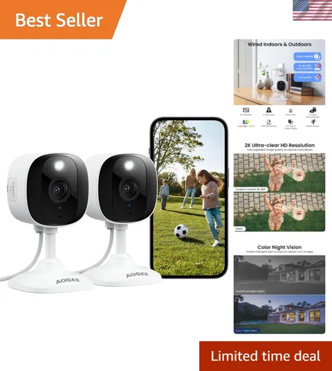 2K Cameras for Home Security, Indoor/Outdoor, Full Color, C1 2Pack | 2.4G Wir...