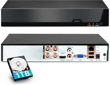 4 Channel DVR for Security Camera with 1TB Hard Drive, 4CH DVR Supports 5MP/4MP/
