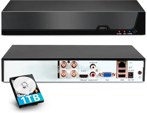 4 Channel DVR for Security Camera with 1TB Hard Drive, 4CH DVR Supports 5MP/4MP/