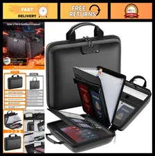 Fireproof Document Organizer Box with Lock, 13 Pocket Accordion File Folder, Sec