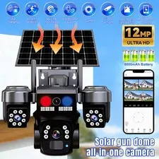 Upgraded 12MP Solar Battery Wireless WiFi Outdoor PTZ Home Security Camera CCTV