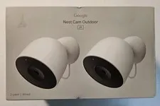 Google Nest Cam Outdoor (wired, 2nd gen) 2K Video and Gemini  2-Pack Snow -New