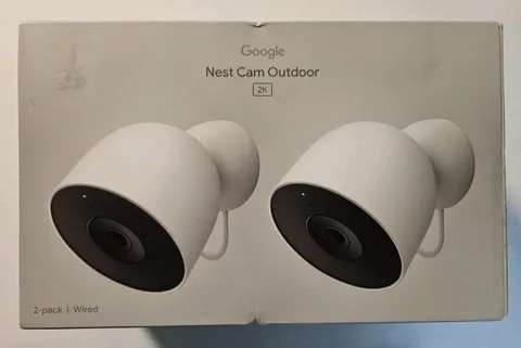 Google Nest Cam Outdoor (wired, 2nd gen) 2K Video and Gemini  2-Pack Snow -New