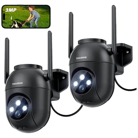 Home Security Made Easy: 2-Pack 360° Cameras with Color Night Vision & Alerts