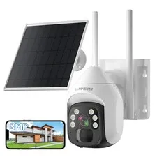 Solar Security Cameras Wireless Outdoor, 2K Pan-Tilt 360° View, Dual-Band WiF...