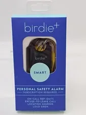 NEW Birdie Plus Smart Personal Safety Alarm BLACK W/BRASS KEYCHAIN