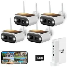 Outdoor Solar Wireless Security Camera System for Home 4MP 10CH NVR Video Record