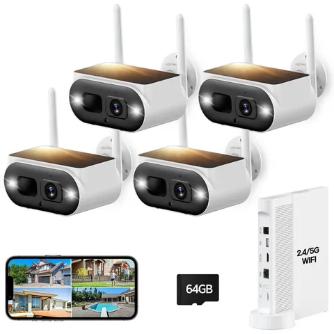 Outdoor Solar Wireless Security Camera System for Home 4MP 10CH NVR Video Record