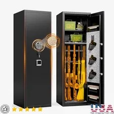 Large Gun Safe Fingerprint Lock Anti-Theft Cabinet W/ Alarm Removable Racks New