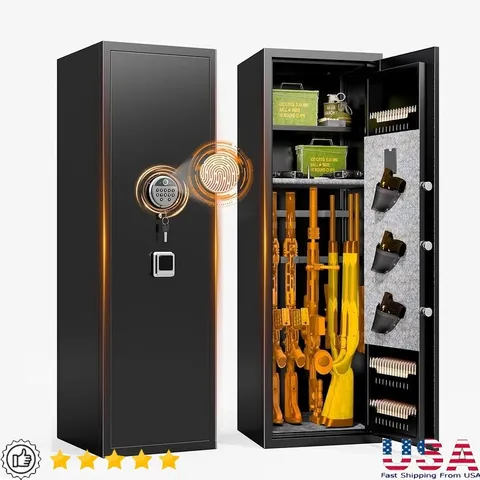 Large Gun Safe Fingerprint Lock Anti-Theft Cabinet W/ Alarm Removable Racks New