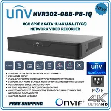 UNV Uniview NVR302-08B-P8-IQ 8CH 1 HDD NVR Plug & Play PoE Interface ONVIF NOHDD