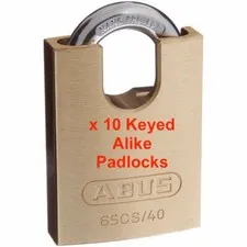 ABUS 65CS40 40mm -KEYED Concealed Shackle Padlock  x 10 Padlocks  -FREE POST