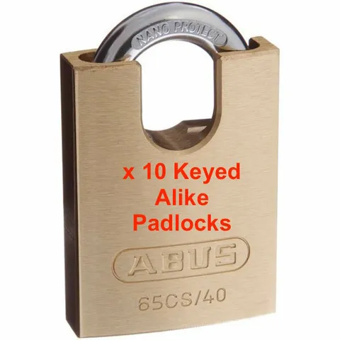 ABUS 65CS40 40mm -KEYED Concealed Shackle Padlock  x 10 Padlocks  -FREE POST