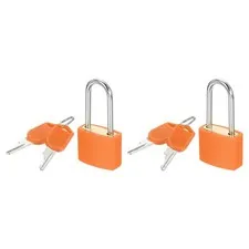2 Pcs Padlock with Keys Long Shackle Waterproof Keyed Locks Orange