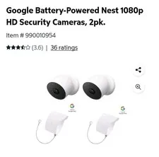 Google Nest Indoor/Outdoor Cam (Battery)2pk: Wireless Security+ anti-theft mount