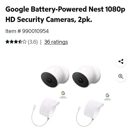 Google Nest Indoor/Outdoor Cam (Battery)2pk: Wireless Security+ anti-theft mount
