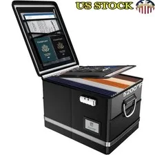 Fireproof Document Bag W/ Lock Portable Storage Files Cash USB & Cards