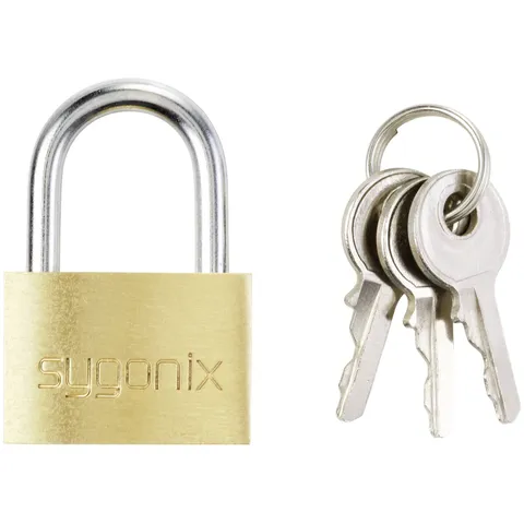 Sygonix SY-5045282 24.7mm Brass Yellow Gold Lock With Different Key