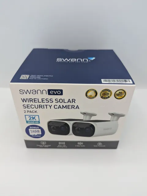 Swann EVO Solar 2K Wireless Security Camera w/16GB Card - 2 Pack SESOL2KBCPK2