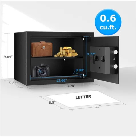 Electronic Safe Box with Keypad Lock, Removable Shelf