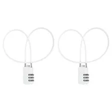 2 Pcs 3 Digit Luggage Cable Combination Lock with 20" Long Cable, White