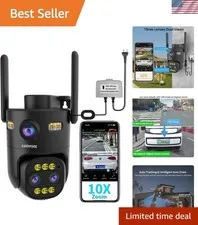 360° Pan/Tilt Security Camera with 10X Zoom & Color Night Vision for Home Safety