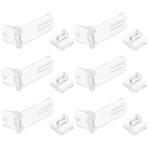 6pcs Mini Acrylic Hinge Hasps with Buckle Box Locking Hinge Latch Snap Buckle