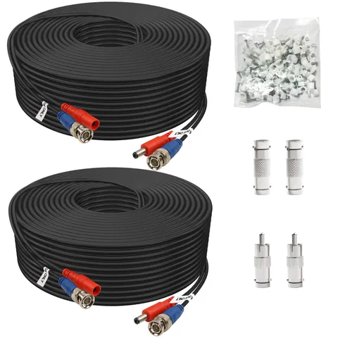 Aimyzii BNC Cable 150ft 2 Pack, Video Power for CCTV 150 FT, 2 PK