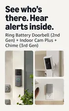 Battery Doorbell (Newest Model), Speckled Gray with Indoor Cam Plus, White and C