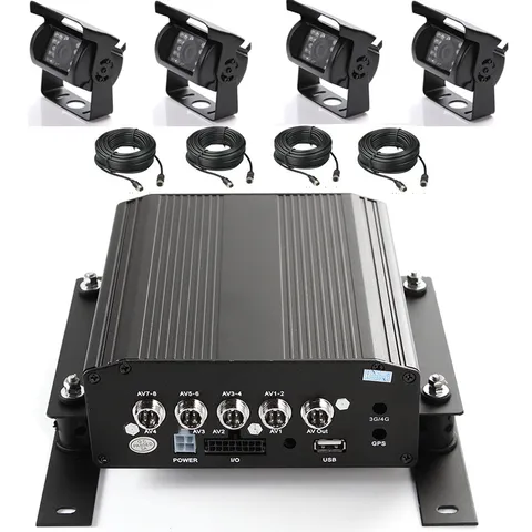 4Ch Car Mobile DVR Video Recorder +4 Cable HD Camera Support 2.5" Hard Drive HDD