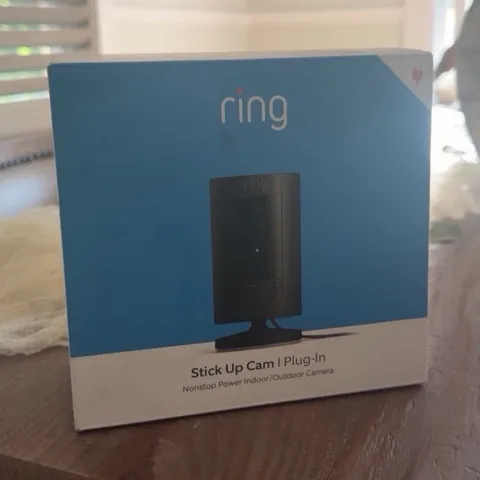 Ring Stick Up Cam Plug-In 1080p Wi-Fi Wired Indoor/Outdoor Black Alexa