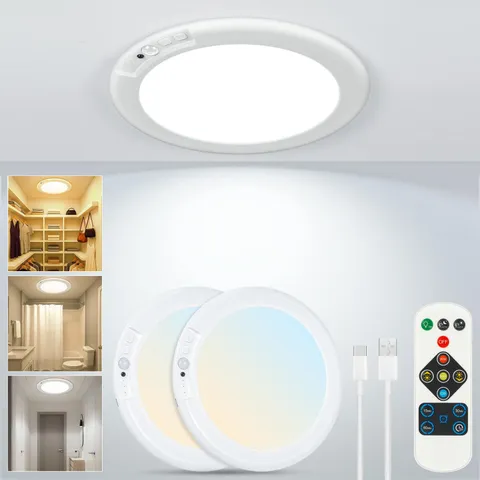 Rodalims Rechargeable Ceiling Light No Wiring - Motion 2 Packs, Multicolor