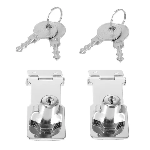 2 Sets Reusable Stainless Steel Hasp Locks with Keys for Small Doors