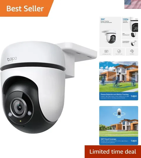 1080P Outdoor Pan/Tilt Wi-Fi Security Camera with 360° View & Motion Tracking
