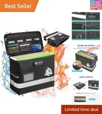 Fireproof Document Box with Lock, Portable Fireproof Document Bag Waterproof ...