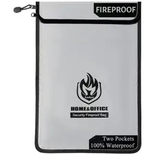 15"x11" Fireproof Money Bag with Zipper - Waterproof Storage for Important Files
