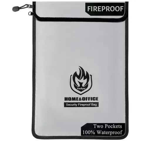 15"x11" Fireproof Money Bag with Zipper - Waterproof Storage for Important Files