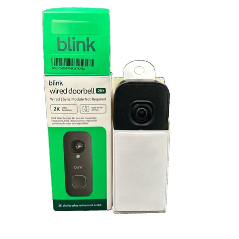 Blink Wired Doorbell 2K+ — Head-to-Toe 2K video Doorbell - Black, NEW