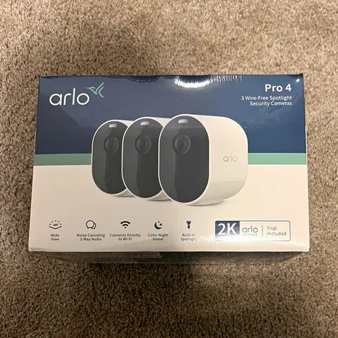 Arlo Pro 4 Spotlight 3-Cam Kit 2K Wire-Free Wi-Fi Night Vision Indoor/Outdoor