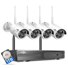 [100ft] Hiseeu Wireless WiFi Security Camera System, Wired Plug-in White-6