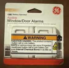 GE Window/Door Audible Alarm 120 dB Indoor Battery Operated White 2 Pack 45115