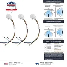 3 Packs Motion Sensor Light Switch, PIR Sensor Smart Detection Switch, 85-265...