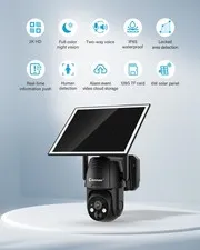 4G LTE Cellular Solar Battery Security Camera 2K Outdoor Wireless 2 Way Audio