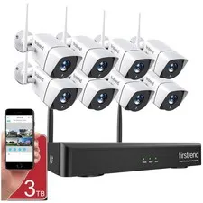 Wireless Security Camera System 3TB Storage, AI Detection