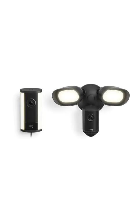 Ring Spotlight Cam Pro, Plug-In (Newest Model), Black with Floodlight Cam Pro (N
