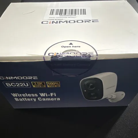 CINMOOORE BC22U 2.5K Battery Wi‑Fi Indoor/Outdoor Cam Night Vision 2‑Way