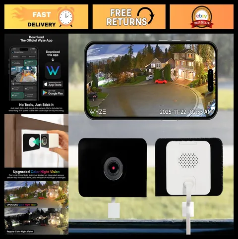 Indoor HD Security Camera, WiFi Night Vision, AI Motion Detection, 24/7 Recordin