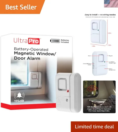 Battery-Powered Window and Door Alarm - Reliable 120dB Security System