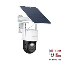 4K Dual Lens Solar Security Camera Outdoor, PTZ with Auto Tracking, WiFi Set